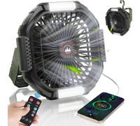 SEPT-Ventilateur de Camping USB, Rechargeable de 10400mAh, Ventilateur de Table/mural Silencieux avec 4 Niveaux de Vitesse, Ventilateur avec éclairage LED pour Les Pique-niques en Plein Air