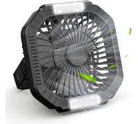 SEPT-Ventilateur de Camping USB, Rechargeable de 10400mAh, Ventilateur de Table/mural Silencieux avec 4 Niveaux de Vitesse, Ventilateur avec éclairage LED pour Les Pique-niques en Plein Air, Noir