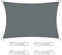 Sept-Voile D'ombrage, 3x2m Toile Ombrage Imperméable, Voile D'ombrage Rectangulaire Offre Une Protection Contre Les Uv, Toile Ombrage Pour Patio Sont Souvent Utilisées Jardins(Gris)