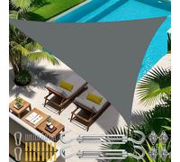 SEPT-Voile d'ombrage avec kit de fixation de 24 pièces, 2 x 2 x 2 m, imperméable, protection solaire triangulaire, parasol extérieur, jardin, patio, piscine, ombre, gris