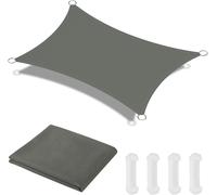 Sept-Voile D'ombrage Rectangulaire 2 * 3m, Toile Ombrage Avec 4 Corde Libre, Auvent Imperméable Uv Protection, Imperméable Toile Ombrages Pour Jardin Terrasse Extérieur Patio Piscine Balcon(Gris)