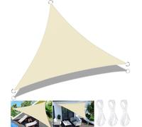 Sept-Voile D'ombrage Triangulaire 3x3x3m,Terrasse Imperméable Voile D'ombrage,Résistant Aux Uv,Voile D'ombrage Jardin Pour En Plein Air Avec Corde,Couleur Crème
