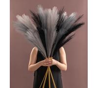 SeptCat Lot de 9 pompons longs et duveteux de 114,3 cm de long pour décoration bohème, maison, mariage - Noir et gris