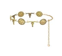 SeptCity Western Metal Concho Belt for Women Gold Oval Metal Belt with Bullhead Cowgirl Chain Belts of Dress and Jeans for Wife, Mom and Daughter, Fashion Gift for Birthday Christmas Mother's Day