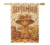 September Harvest Drapeau maison d'automne bonhomme en pain d'épice 71,1 x
