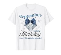 September is My Birthday Denim & Diamonds Nœud Coquette Bleu T-Shirt