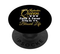 September Queen Living My Blessed Life Anniversaire Lion Vierge PopSockets PopGrip Adhésif