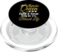 September Queen Living My Blessed Life Anniversaire Lion Vierge PopSockets PopGrip pour MagSafe