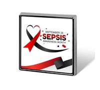 Septembre est le mois de sensibilisation à la septicémie : épinglettes, badges carrés, épinglettes à revers, boutons émaillés, décorations de fête