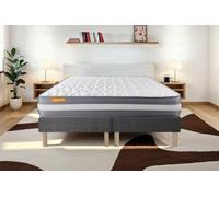 Matelas 160x200 + double sommiers gris 80x200 Memo Plus Memoire de forme 3 zones