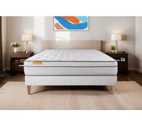 Septnuits Matelas + sommier 160x200 Memo Luxe Ressorts ensachés + mémoire de Forme 5 Zones de Confort Maxi épaisseur | Epaisseur : 26 cm | Confort : Equilibré