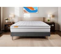 Matelas + Sommier Gris 160x200 Memo Luxe Ressorts Ensaches + Memoire De Forme 5 Zones De Confort Maxi Epaisseur