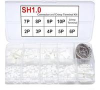 Septoolshop SH1 Kit de connecteurs et bornes à sertir de 0 mm 2P à 10P en cuivre 250 connecteurs avec 250 bornes à sertir pour connexions de fils électroniques