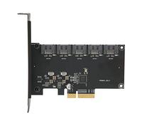 Septpenta Carte D'extension 5 Ports SATA3.0, Carte Mère 32 Gbit/S PCI Express X4 X8 X16, Taux de Transfert 6 Gbit/S Plug and Play Ordinateur de Bureau pour Windows