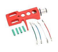 Septpenta Casque Phono avec Fils Conducteurs à Code Couleur, Alliage D'aluminium Solide Et Stable, Son Plus Pur Et Plus Riche, Porte Aiguille Universel en Vinyle LP pour Divers Phono(Rouge)