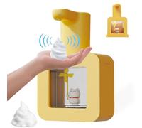 Septpenta Distributeur de Savon Automatique À Capteur, Distributeur de Savon Moussant sans Contact pour Enfants, Éclairage Doux et Chaud Cartoon Pet Machine Liquide de Lavage des Mains Étanche(Jaune)
