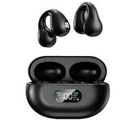 Septpenta Écouteurs sans Fil Intelligents Bluetooth, écouteurs Antibruit à Oreille Ouverte avec étui de Chargement sans Fil et Casque Bluetooth à Affichage Numérique pour Le Sport(Noir)