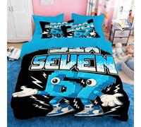 Sepustas Kids Meme 67 Ensemble de literie Italian Brainrot Six Seven 6 7 Housse de Couette en Microfibre pour Enfants, Ultra Douce 200 x 220 cm 2 Kissenbezüge (80 x 80 cm) mit Reißverschluss 3