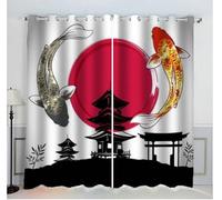 Sepustas Rideaux Style Japonais Chambre pour Adultes Poisson d'art Japonais Rideau Occultant Chambre Fille Garcon Rideaux Chambre Ado Isolation Thermique et Réduction du Bruit Rideau （200x200 cm）