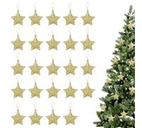 SEPWGUMD Lot de 24 Décorations de Noël Dorées, Étoiles Scintillantes 5 cm pour Sapin et Table, Ornements Suspendus pour Pâques et Carnaval, Décoration de Fête et Mariage