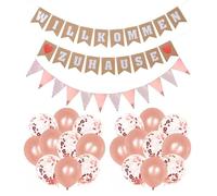 SEPWGUMD Welcome Home - Ensemble de Décorations pour accueillir votre ou Bienvenue à la Maison, avec Guirlandes & Ballons en Or Rose, Set Willkommen Zuhause