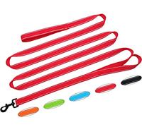 SEPXUFORE Laisse de trafic de 3 m avec 2 poignées pour Chien réfléchissante, contrôle Facile, en Nylon, Laisse à Deux poignées pour Chiens de Grande et Moyenne Taille et tireurs (Rouge)