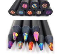 SEQ - Crayons de couleur arc-en-ciel jumbo 8 couleurs, mine épaisse 5 mm, ensemble multicolore vif pour enfants et adultes, pré-taillés, bois d'ébène durable
