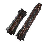 SEQLTWFC Bracelet convexe en cuir véritable compatible avec Seiko Sportura Series SNL017 7L22 SNA595P2 27 x 15 mm Noir Orange, 27-15mm, Agate