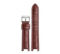SEQLTWFC Bracelet de montre Compatible avec les bracelets de montre GC 22*13mm 20*11mm, bracelet de montre cranté en cuir véritable, ceinture de montres bleues(Brown pin buckle,22-13 black bcukle)