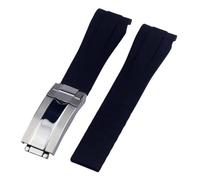 SEQLTWFC Bracelet de montre en caoutchouc 20 mm/21 mm compatible avec Rolex Submariner Daytona GMT Yacht-Master, bracelet en silicone noir(Black silver,20mm)