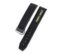 SEQLTWFC Bracelet de montre en caoutchouc et silicone compatible avec Omega Speedmaster, boucle déployante en acier, 22 mm, accessoires for montres for hommes(Black yellow silver)