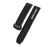 SEQLTWFC Bracelet de montre en caoutchouc et silicone compatible avec Omega Speedmaster, boucle déployante en acier, 22 mm, accessoires for montres for hommes(Black yellow Black)