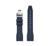 SEQLTWFC Bracelet de montre en caoutchouc fluoré compatible avec le téléviseur MIDO MULTIforT, modèle M049.526. Bracelet de montre 22 mm à articulation droite for homme.(Blue-Silver)