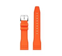 SEQLTWFC Bracelet de montre en caoutchouc fluoré compatible avec le téléviseur MIDO MULTIforT, modèle M049.526. Bracelet de montre 22 mm à articulation droite for homme.(1Orange-Silver)