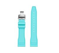 SEQLTWFC Bracelet de montre en caoutchouc fluoré compatible avec le téléviseur MIDO MULTIforT, modèle M049.526. Bracelet de montre 22 mm à articulation droite for homme.(Mint green-Silver)