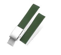 SEQLTWFC Bracelet de montre en caoutchouc fluoré et silicone 21 mm, compatible avec la montre de plongée Longines Hydroconquest L3 Conquest Sports, noir, neuf(Green-silver)