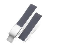 SEQLTWFC Bracelet de montre en caoutchouc fluoré et silicone 21 mm, compatible avec la montre de plongée Longines Hydroconquest L3 Conquest Sports, noir, neuf(Gray-silver)