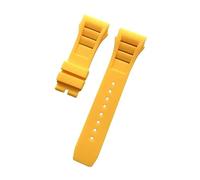 SEQLTWFC Bracelet de montre en caoutchouc naturel souple et coloré, 25 mm x 20 mm, étanche, compatible avec les bracelets de montre Richard Mille(Yellow,25mm Black buckle)