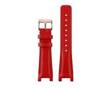 SEQLTWFC Bracelet de montre en cuir de vache Compatible avec GC YA1332 1333 1335, 16MM 20MM, blanc, noir, marron, rouge, avec encoche, Bracelet en cuir for femmes(Red-rosegold,16 wide10concave)