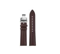 SEQLTWFC Bracelet de montre en cuir de vache noir 20 mm/22 mm, compatible avec les modèles Armani Black Knight AR1918, AR1981, AR2447, AR60008, Fossil FS5061, FS5237, ME3052(1brown-silver,22mm)