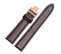 SEQLTWFC Bracelet de montre en cuir de veau véritable lisse, 18mm 19mm 20mm 21mm 22mm, 23 sangles souples, boucle papillon automatique, bracelet de montre d'affaires(Brown RG Folding,18mm)