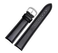 SEQLTWFC Bracelet de montre en cuir de veau véritable lisse, 18mm 19mm 20mm 21mm 22mm, 23 sangles souples, boucle papillon automatique, bracelet de montre d'affaires(Black-steel pin,23mm)