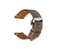 SEQLTWFC Bracelet de montre en cuir véritable 18 mm, 20 mm, 22 mm, 24 mm, compatible avec Garmin Huawei Samsung Galaxy Man Women, bracelet de montre à dégagement rapide(Grey ButterflyClasp,23mm)