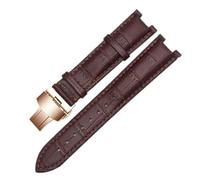 SEQLTWFC Bracelet de montre en cuir véritable compatible avec le bracelet Versace Gucci GC 22 * 13 mm 20 * 11 mm bracelet cranté avec boucle papillon en acier inoxydable(Brown-rosegold,20-11mm)