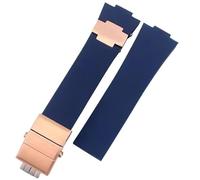 SEQLTWFC Bracelet de montre en silicone compatible avec Athens Observation Navigation 1183, bracelet de montre en caoutchouc for homme et femme, compatible avec Ulysse Nardin, 25 mm(Blue-rosegold)