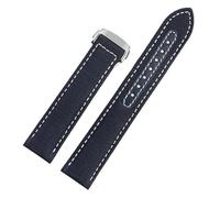 SEQLTWFC Bracelet de montre en toile tissée 20 mm compatible avec Omega Seamaster 300 AT150, cuir, nylon, Aqua Terra 150, bleu et noir, boucle(Blue white Silver,19mm)