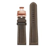 SEQLTWFC Bracelet de montre extensible 140 + 90 mm, compatible avec Panerai, Seiko, Fossil, vintage, en cuir de vache givré, for homme, tailles 22 et 24 mm(Dark brown RG B,24mm Width)