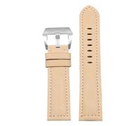 SEQLTWFC Bracelet de montre extensible 140 + 90 mm, compatible avec Panerai, Seiko, Fossil, vintage, en cuir de vache givré, for homme, tailles 22 et 24 mm(Khaki Silver A,24mm Width)