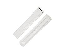 SEQLTWFC Bracelet de montre FKM 20 mm à extrémité incurvée, compatible avec les montres Omega Seamaster 300 certifiées et dotées d'une boucle déployante d'origine(White,No Buckle)