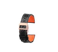 SEQLTWFC Bracelet en cuir de crocodile compatible avec IWC Portofino Pilot Little Prince Portugal for homme, noir, bleu, marron, 20, 21, 22 mm(A-Black-Rose Gold,Width-20mm)